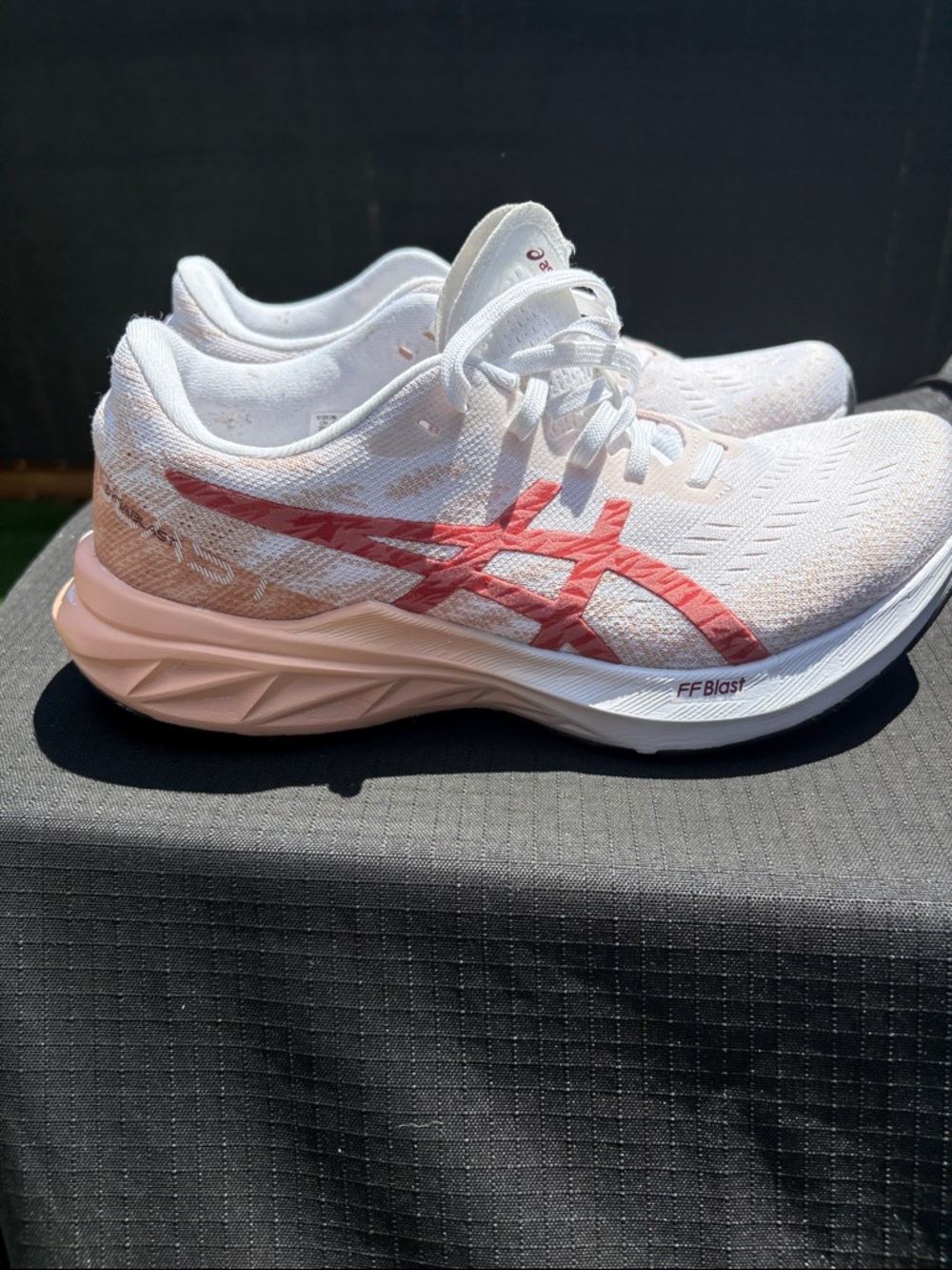ASICS Women's White Running Shoes with Coral Pink Accents